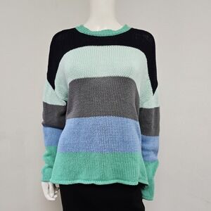 Hiho Tortola BVI Sweater Size L Relaxed Crew Womens Beach Preppy Womens Striped
